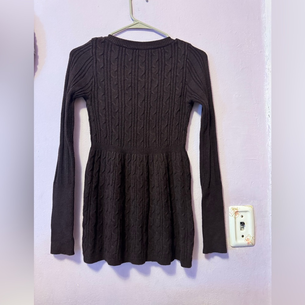 Y2K Babydoll style Chocolate Brown V-Neck Knit Sweater - Picture 2 of 3